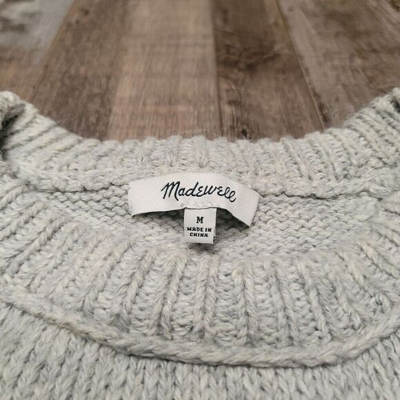 Madewell Gray  Dreamer Embroidered Keaton Pullover Sweater Alpaca Blend Size M - Picture 3 of 7